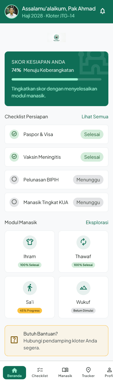 Tampilan Mobile App Jamaah HajjTrack
